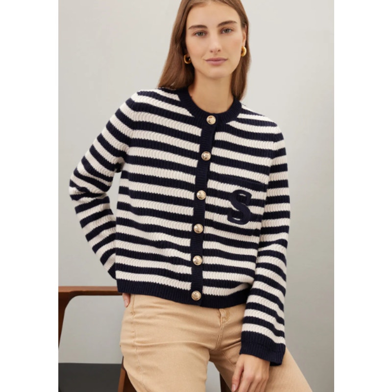 Sandro Stripe Cardigan Sweater (Size 2/ Us Small)